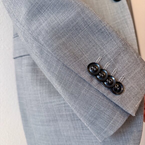Slim Fit Single-Breasted Suit Jacket and Trousers by TOPMAN | Sharkskin gray - Picture 4 of 6